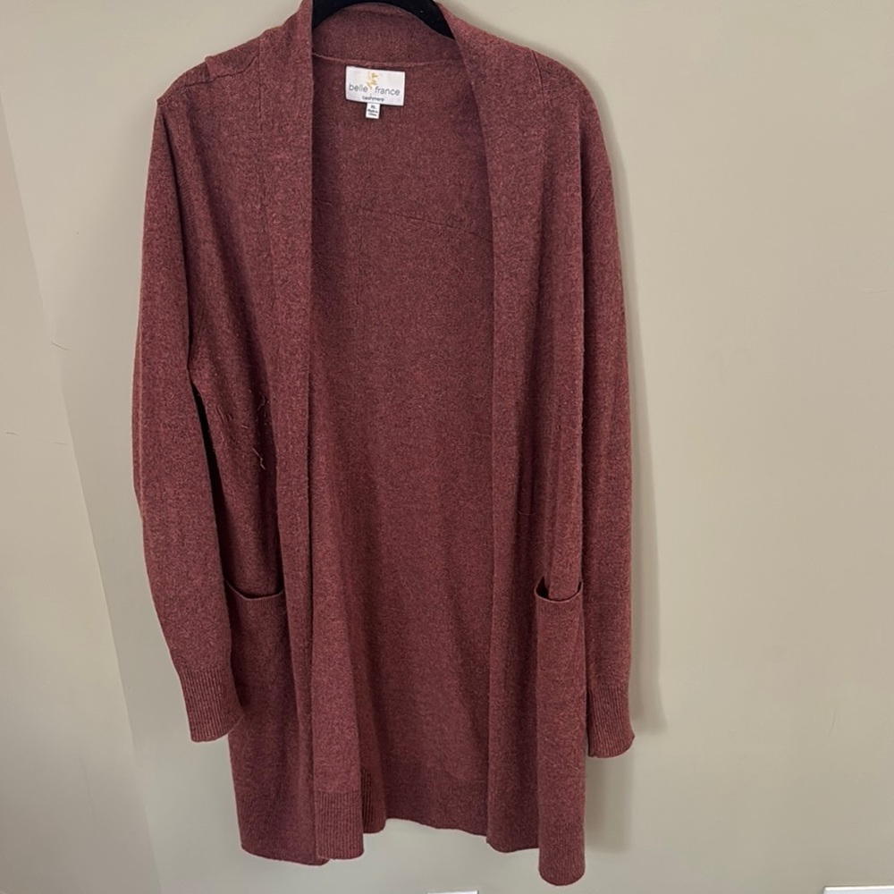Belle France Women's Open Front Cashmere Cardigan - Dusty Rose